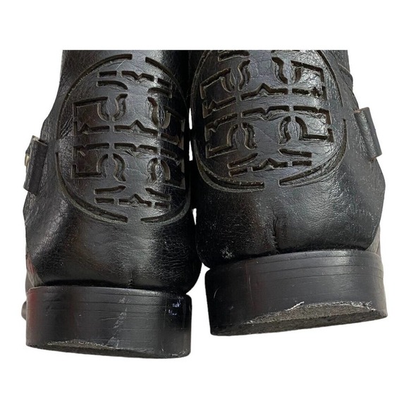 Tory Burch Women's Black Derby Mid Riding Boot Leather Round Toe Zip Closure8.5 - Picture 16 of 16